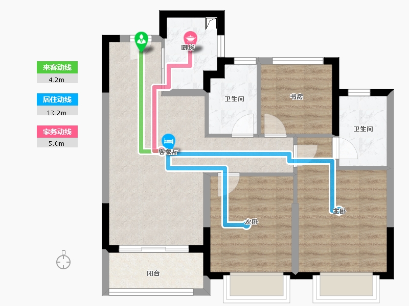 浙江省-金华市-美的君兰锦绣-71.20-户型库-动静线