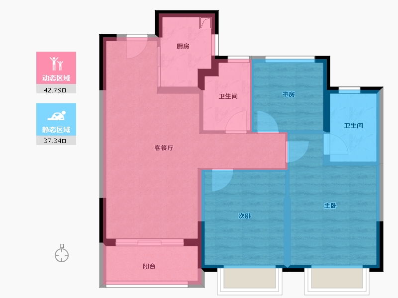 浙江省-金华市-美的君兰锦绣-71.20-户型库-动静分区