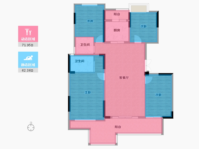 重庆-重庆市-华远海蓝城-120.76-户型库-动静分区