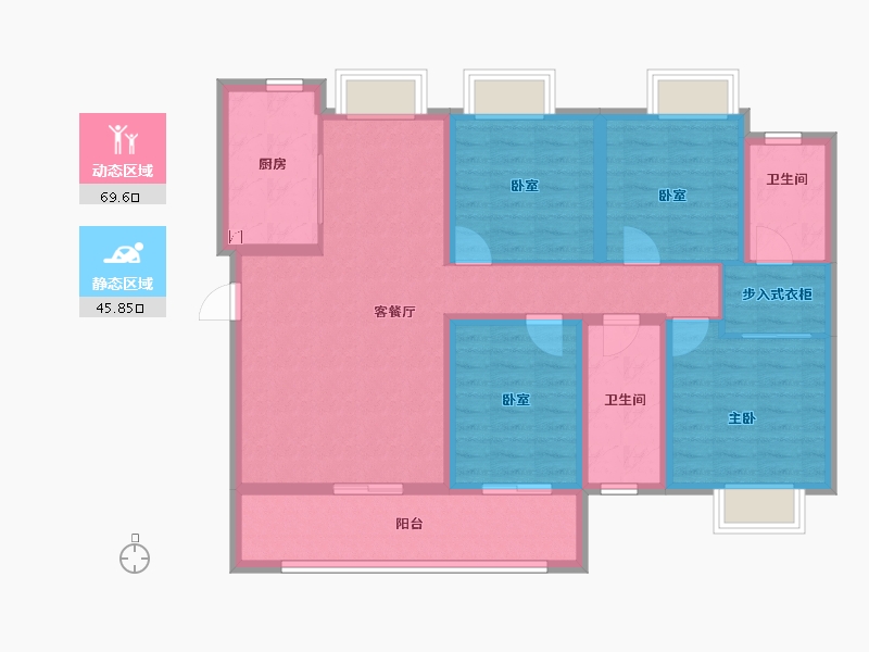 湖南省-长沙市-东原·启城-102.41-户型库-动静分区