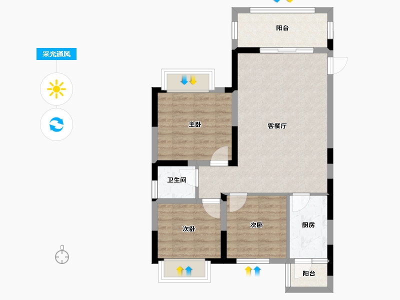 四川省-成都市-建泰御嘉花苑-69.89-户型库-采光通风