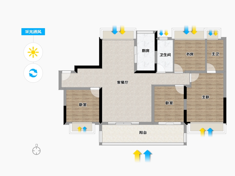 江苏省-徐州市-​碧桂园大都会-112.00-户型库-采光通风