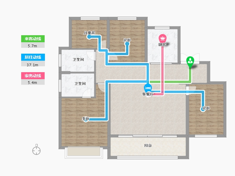 山东省-青岛市-新城玺樾-133.60-户型库-动静线