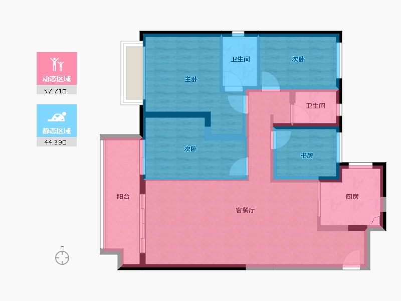 四川省-成都市-海伦堡玖悦府-90.55-户型库-动静分区