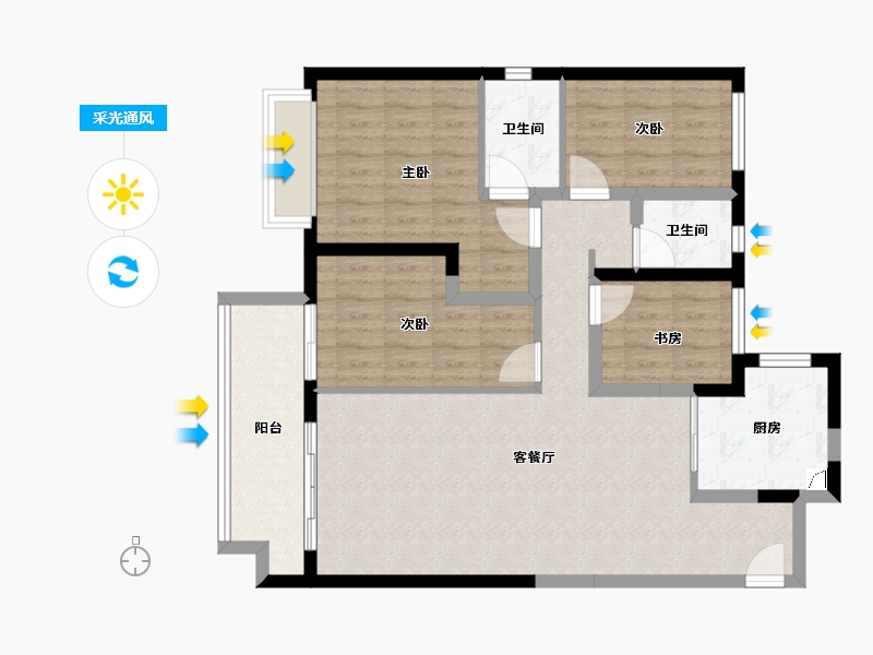 四川省-成都市-海伦堡玖悦府-90.55-户型库-采光通风