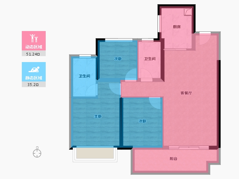 四川省-成都市-海伦堡玖悦府-76.43-户型库-动静分区