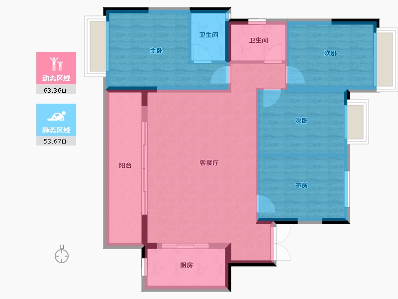 四川省-成都市-招商雍景府-106.07-户型库-动静分区