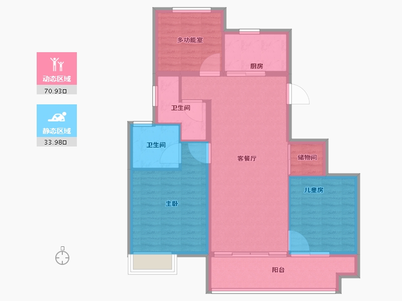 江苏省-南京市-万科中山都会臻境-95.21-户型库-动静分区