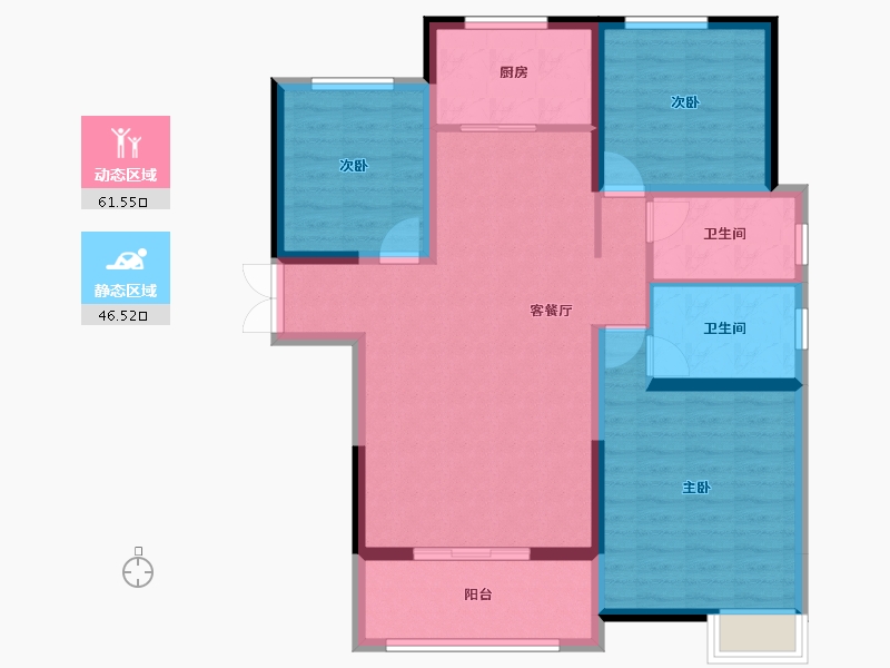 陕西省-西安市-荣德·荣泽公馆-96.96-户型库-动静分区