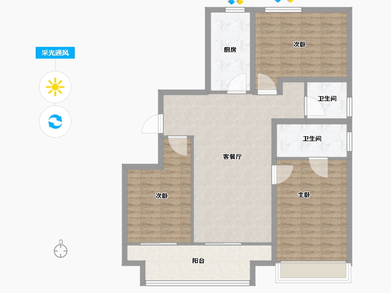 江苏省-徐州市-通银旭辉和平云璟-104.01-户型库-采光通风