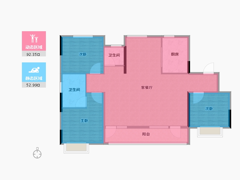 山东省-青岛市-海青公馆-132.81-户型库-动静分区