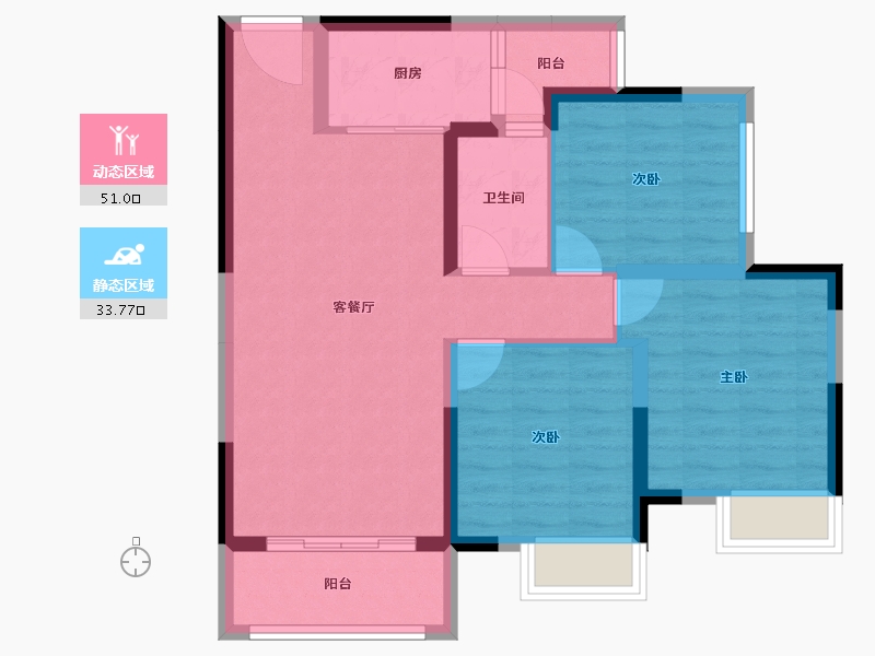 重庆-重庆市-泽京海棠香国香溪樾-75.30-户型库-动静分区