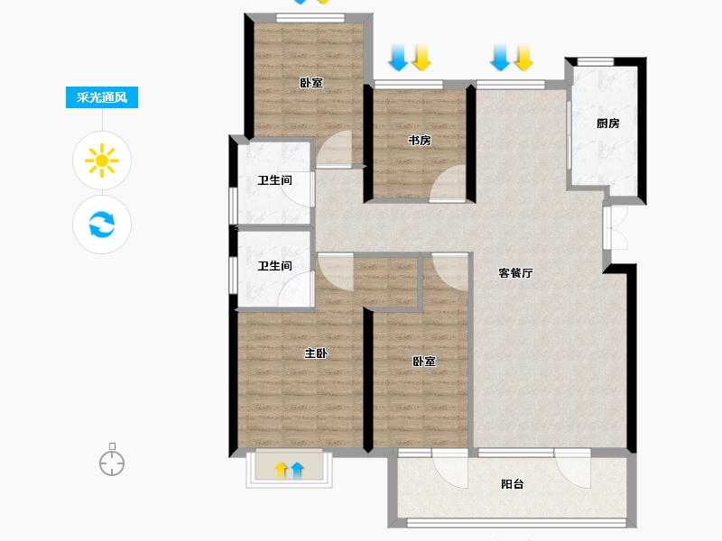 山东省-青岛市-禹洲弘阳天赋雲海-115.21-户型库-采光通风