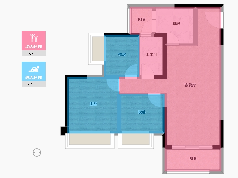 重庆-重庆市-中建滨江星城-61.37-户型库-动静分区