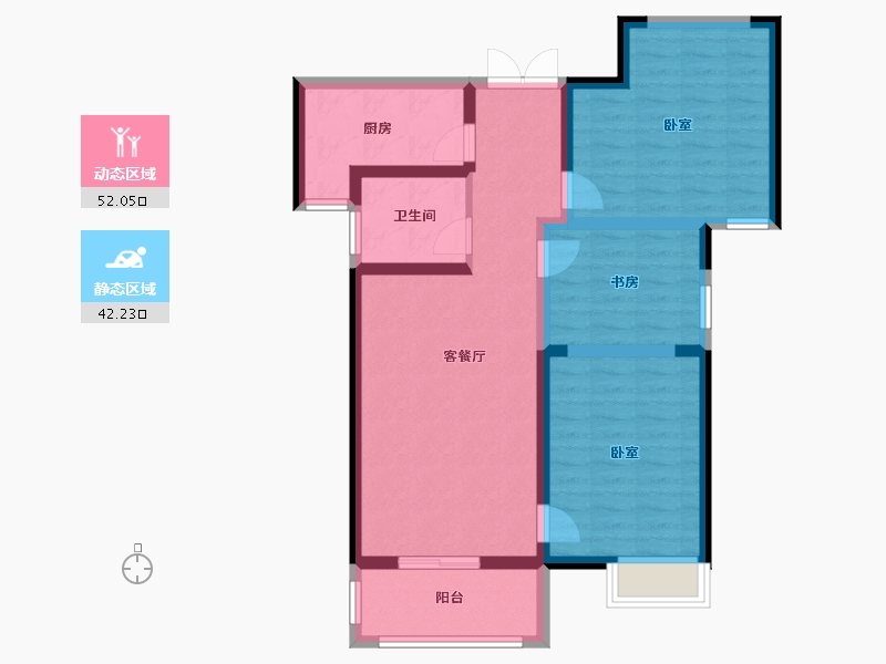 陕西省-西安市-阳光城翡丽曲江-83.63-户型库-动静分区