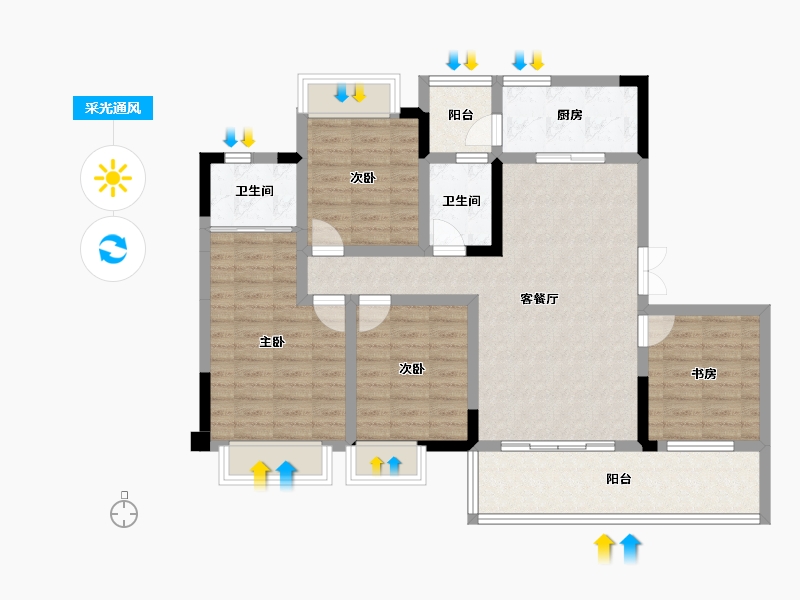 重庆-重庆市-中建滨江星城-99.97-户型库-采光通风