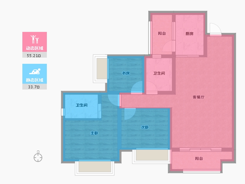 重庆-重庆市-中央雲璟-78.30-户型库-动静分区