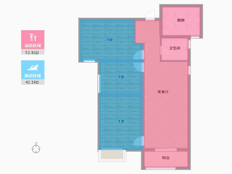 陕西省-西安市-阳光城翡丽曲江-84.80-户型库-动静分区