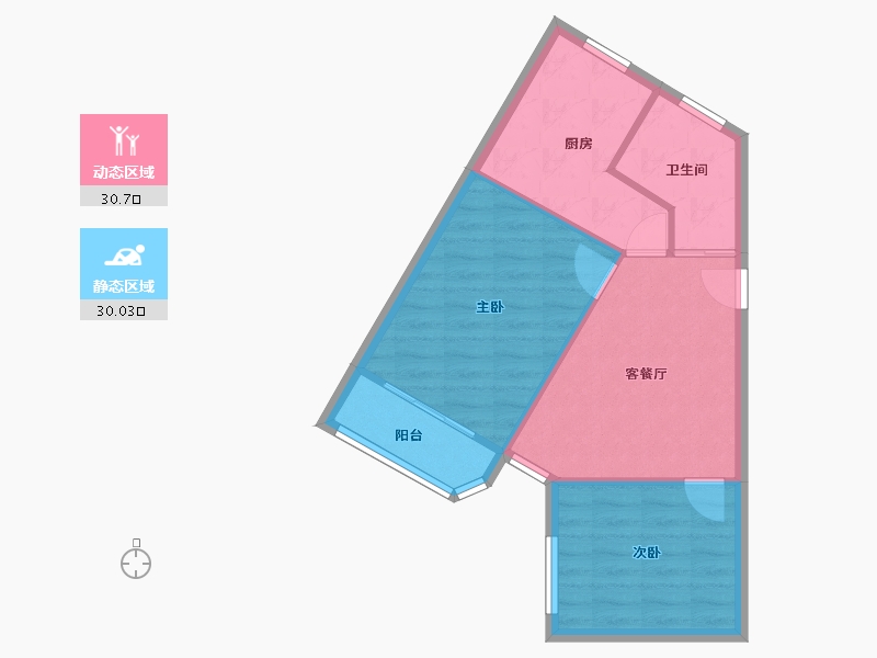 上海-上海市-香山新村-东南街坊-55.35-户型库-动静分区