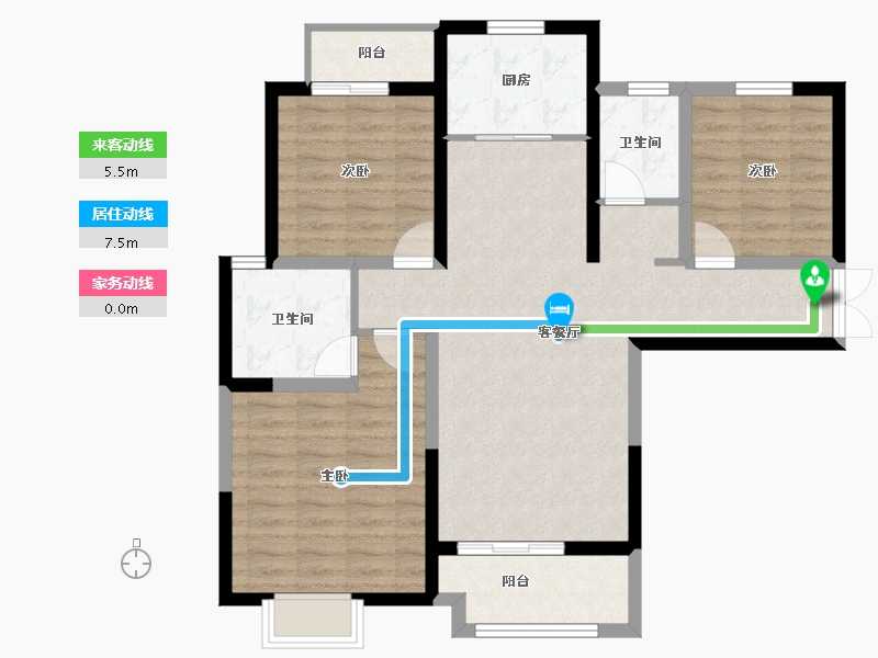 陕西省-西安市-荣德·荣泽公馆-93.95-户型库-动静线