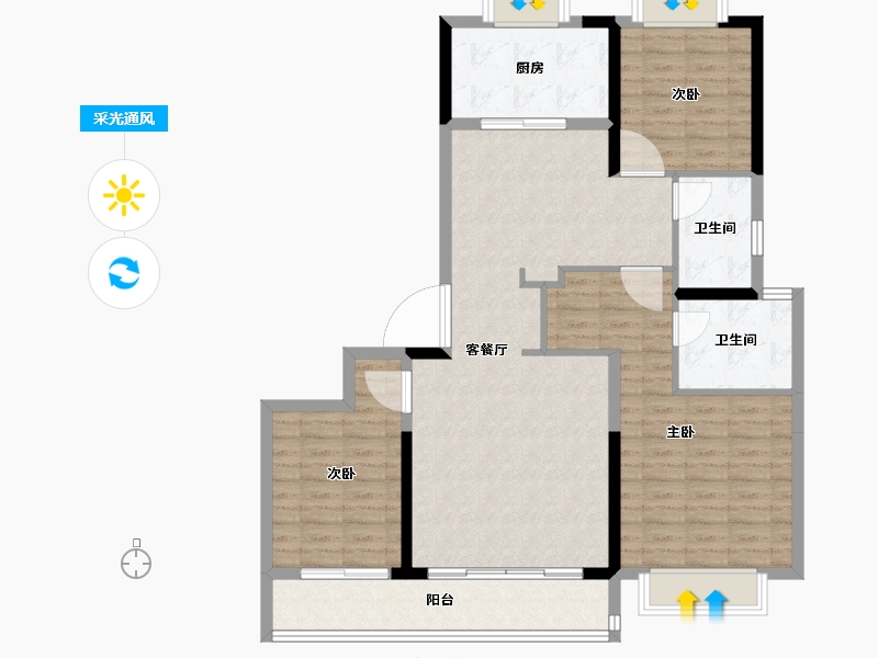 湖北省-武汉市-武汉城建光彩国际-111.97-户型库-采光通风