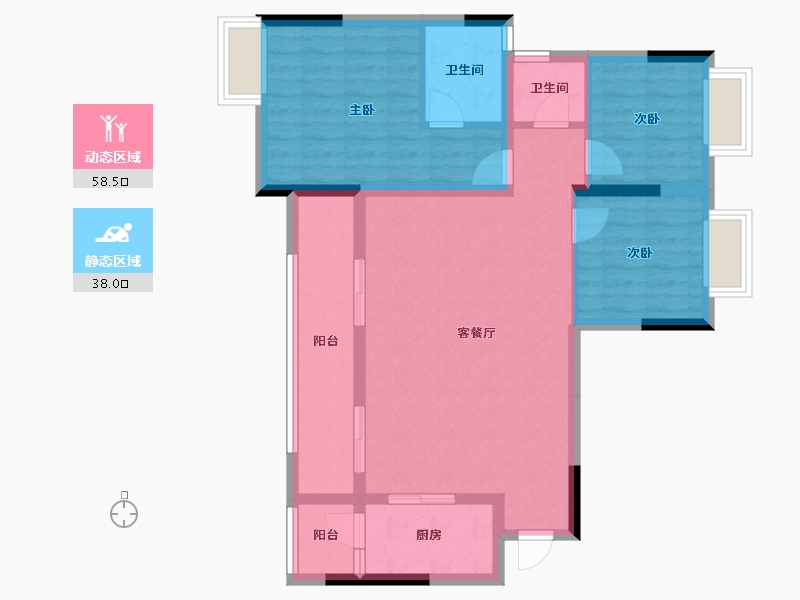 重庆-重庆市-光华安纳溪湖-86.15-户型库-动静分区