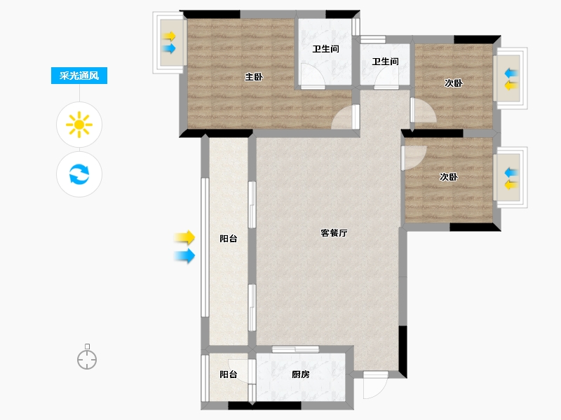 重庆-重庆市-光华安纳溪湖-86.15-户型库-采光通风