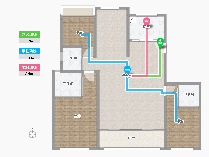 浙江省-温州市-万科翡翠天地一期-148.00-户型库-动静线