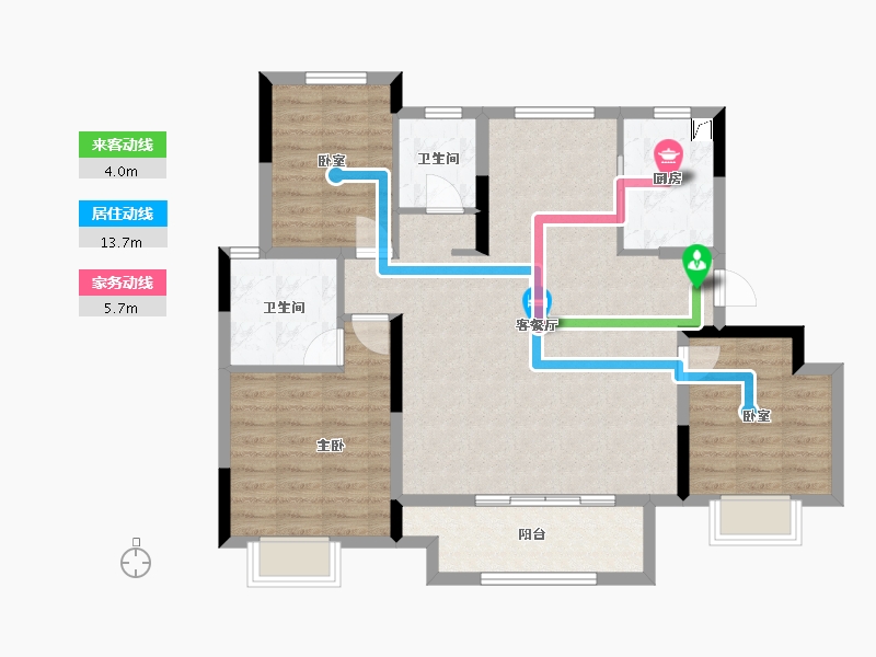 江苏省-徐州市-浅山风華-94.52-户型库-动静线