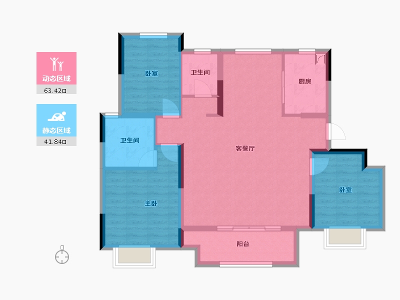 江苏省-徐州市-浅山风華-94.52-户型库-动静分区