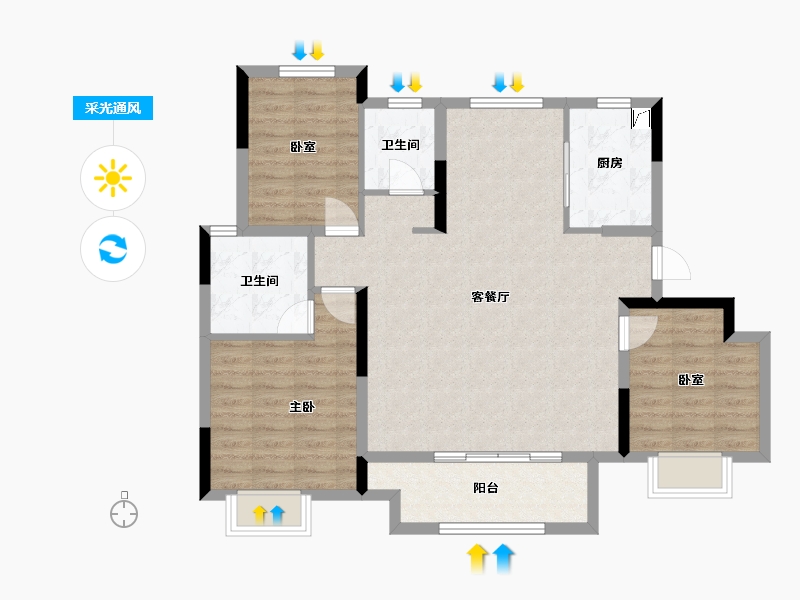 江苏省-徐州市-浅山风華-94.52-户型库-采光通风