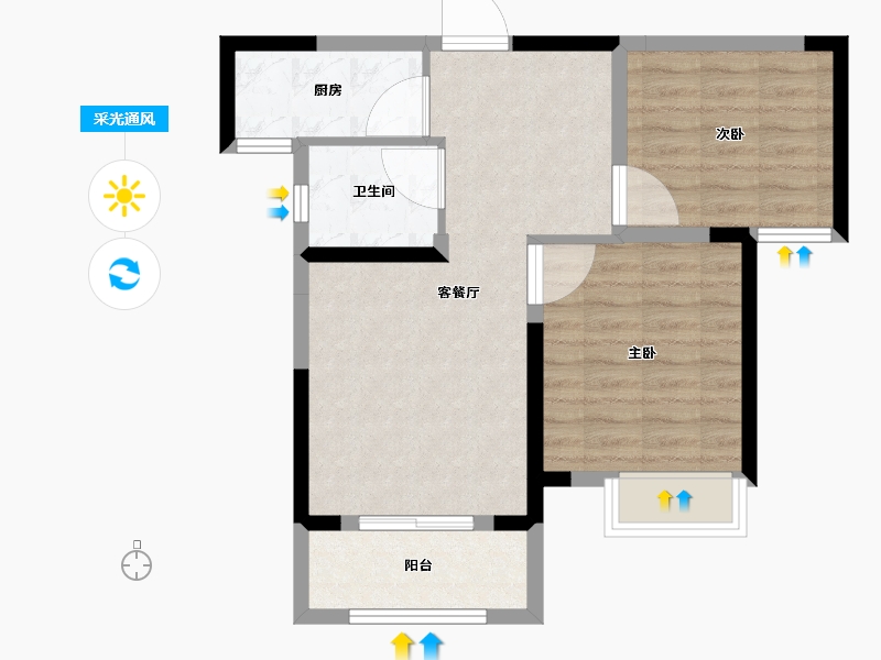 湖北省-武汉市-星湖湾-61.74-户型库-采光通风