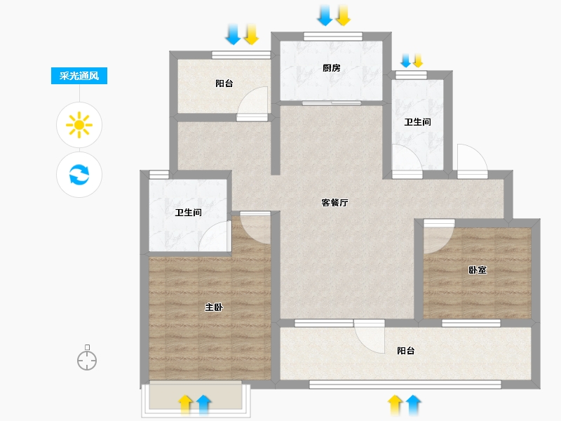 山东省-青岛市-和达可园-86.01-户型库-采光通风