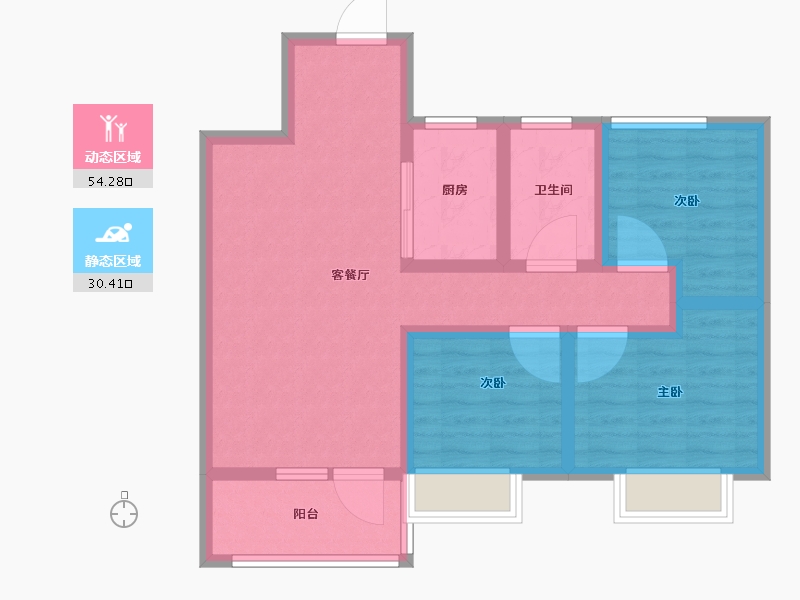 山东省-青岛市-海尔产城创衡山学府-74.40-户型库-动静分区