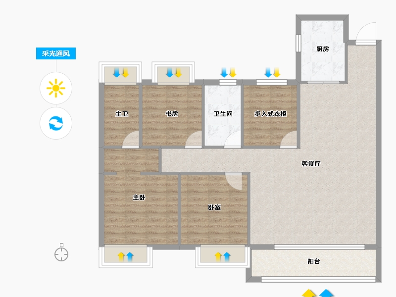 江苏省-徐州市-璟宸华府-104.78-户型库-采光通风