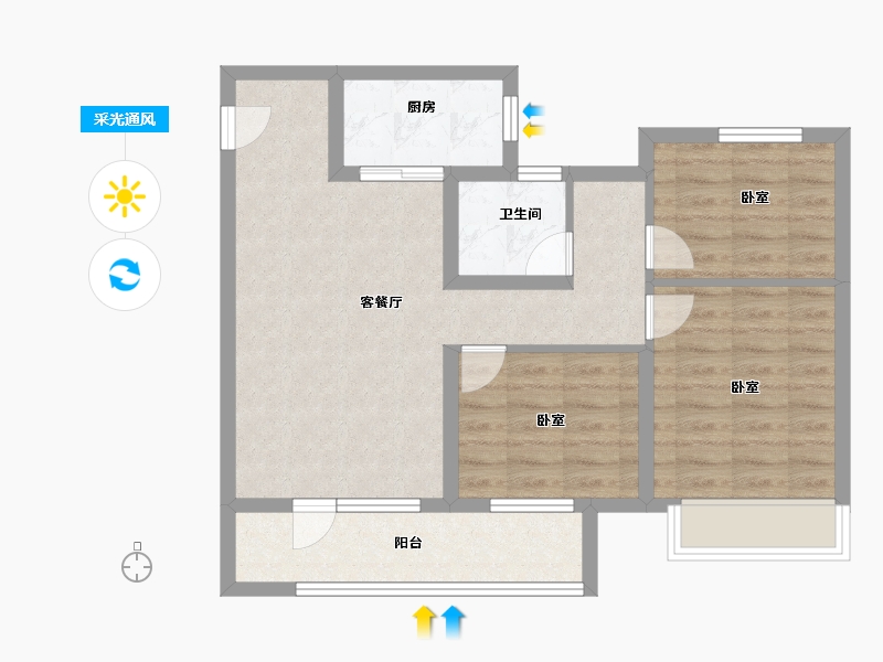 山东省-青岛市-西海岸创新科技城-71.00-户型库-采光通风