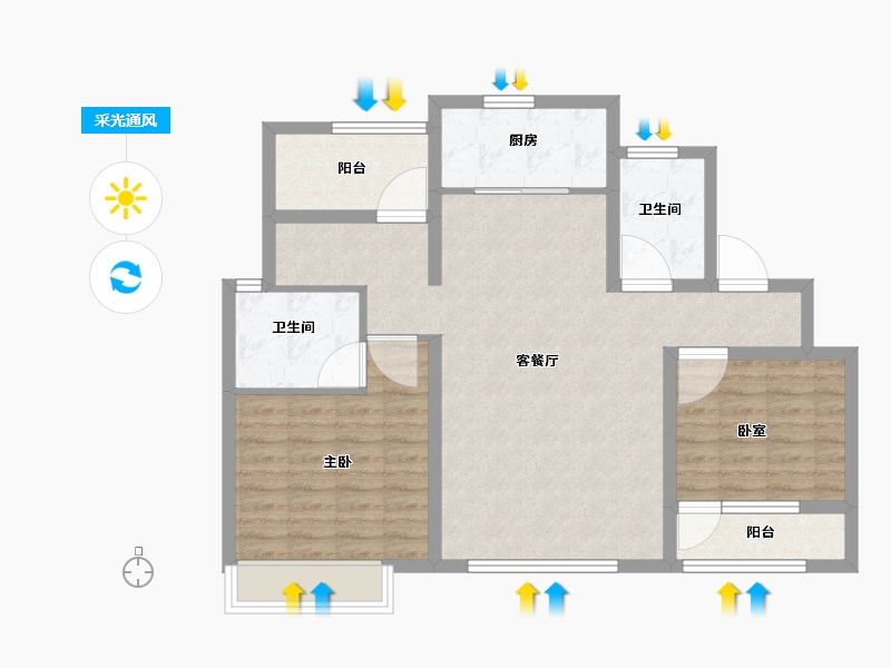 山东省-青岛市-和达可园-90.00-户型库-采光通风