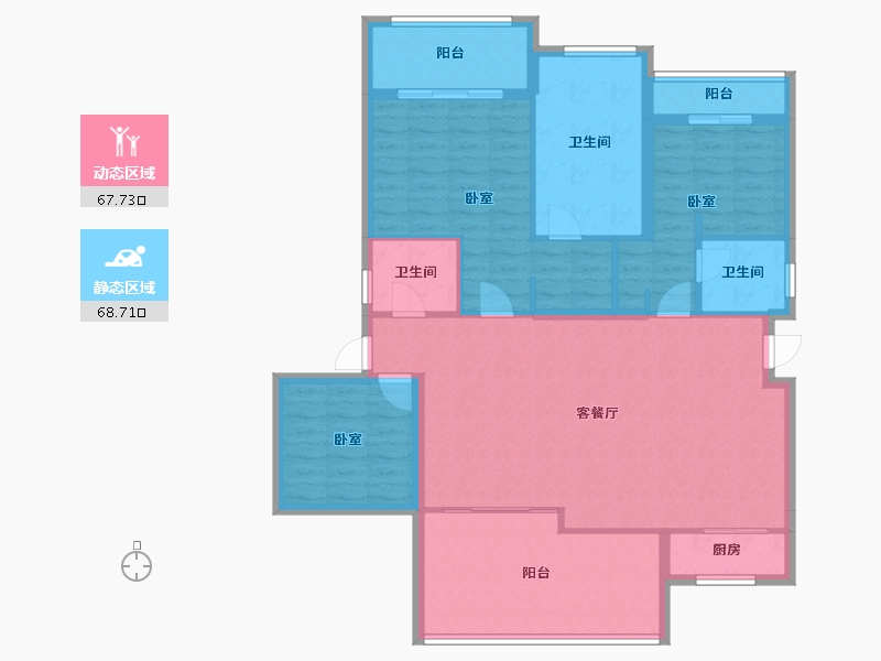 重庆-重庆市-中铁任之健康城-124.03-户型库-动静分区