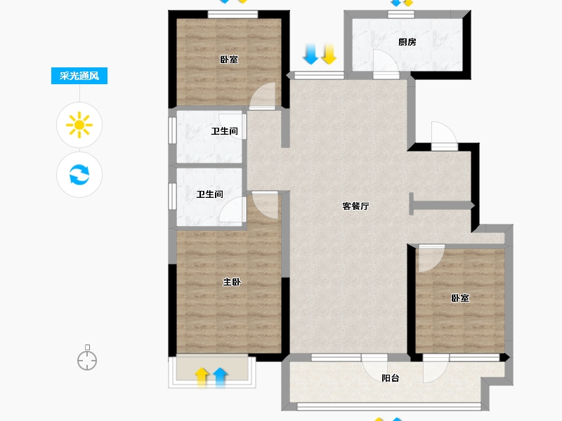 山东省-青岛市-世博城逸海-94.40-户型库-采光通风