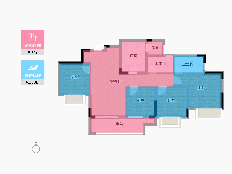 重庆-重庆市-东原江山印月-79.15-户型库-动静分区