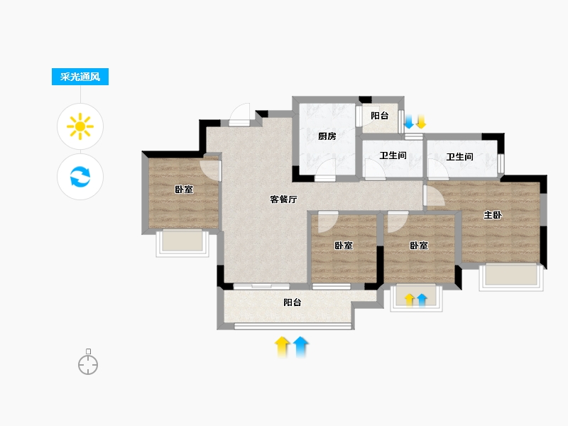 重庆-重庆市-东原江山印月-79.15-户型库-采光通风