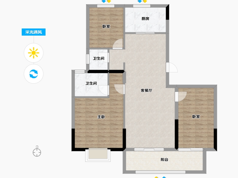 江苏省-徐州市-华美悦澜湾-97.98-户型库-采光通风