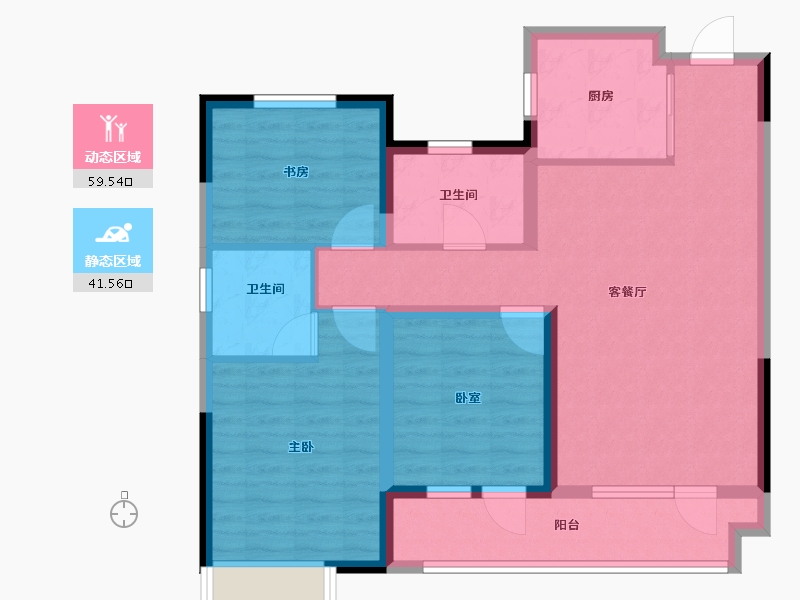 山东省-青岛市-世博城逸海-90.00-户型库-动静分区