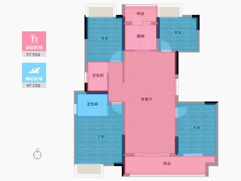 重庆-重庆市-中建滨江星城-93.38-户型库-动静分区