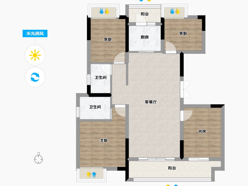 重庆-重庆市-中建滨江星城-93.38-户型库-采光通风