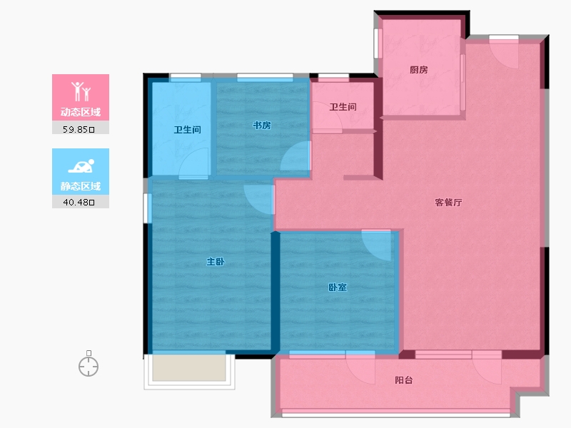 山东省-青岛市-世博城逸海-90.00-户型库-动静分区