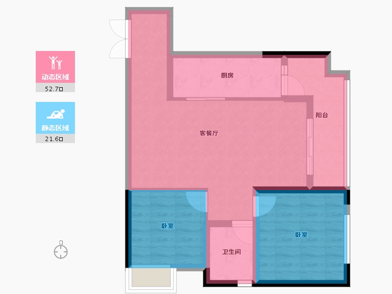 重庆-重庆市-罗宾森广场尚城华府-66.31-户型库-动静分区