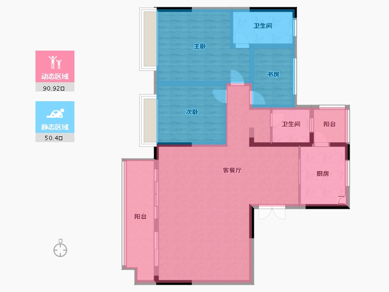 浙江省-绍兴市-中鑫雍灏苑-128.00-户型库-动静分区