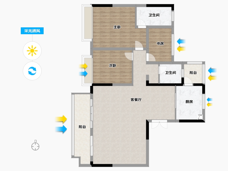 浙江省-绍兴市-中鑫雍灏苑-128.00-户型库-采光通风