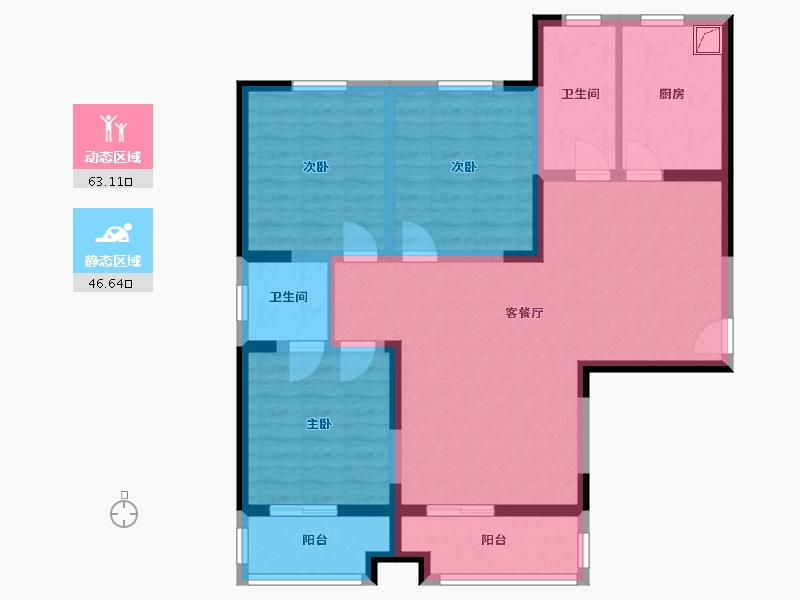 陕西省-西安市-桃苑红杉郡-97.28-户型库-动静分区